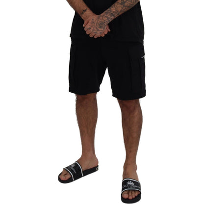 Dolce & Gabbana Black Cotton Bermuda Cargo Shorts