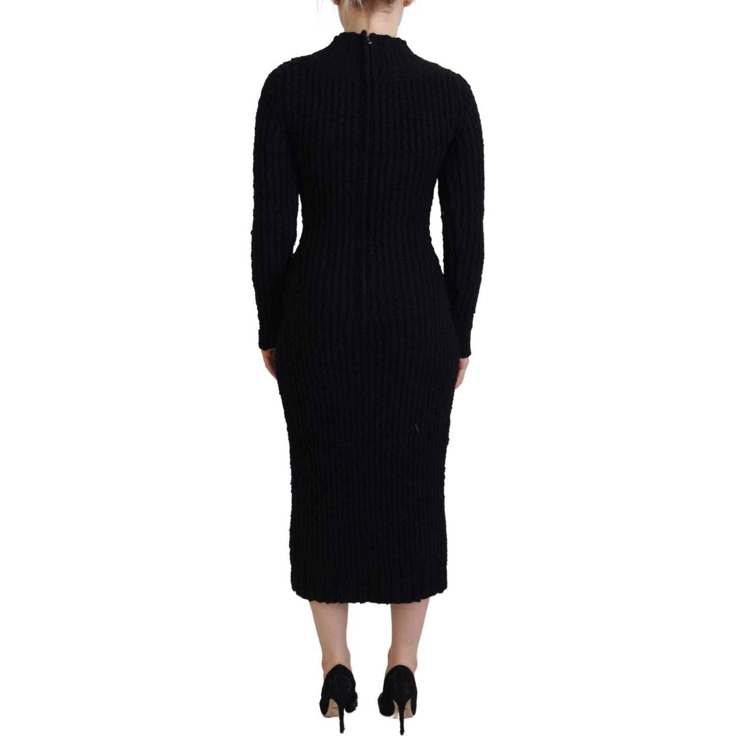 Dolce & Gabbana Elegant Black Wool Blend Sweater Dress WOMAN DRESSES Dolce & Gabbana