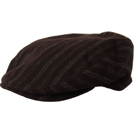 Elegant Striped Wool Blend Newsboy Cap