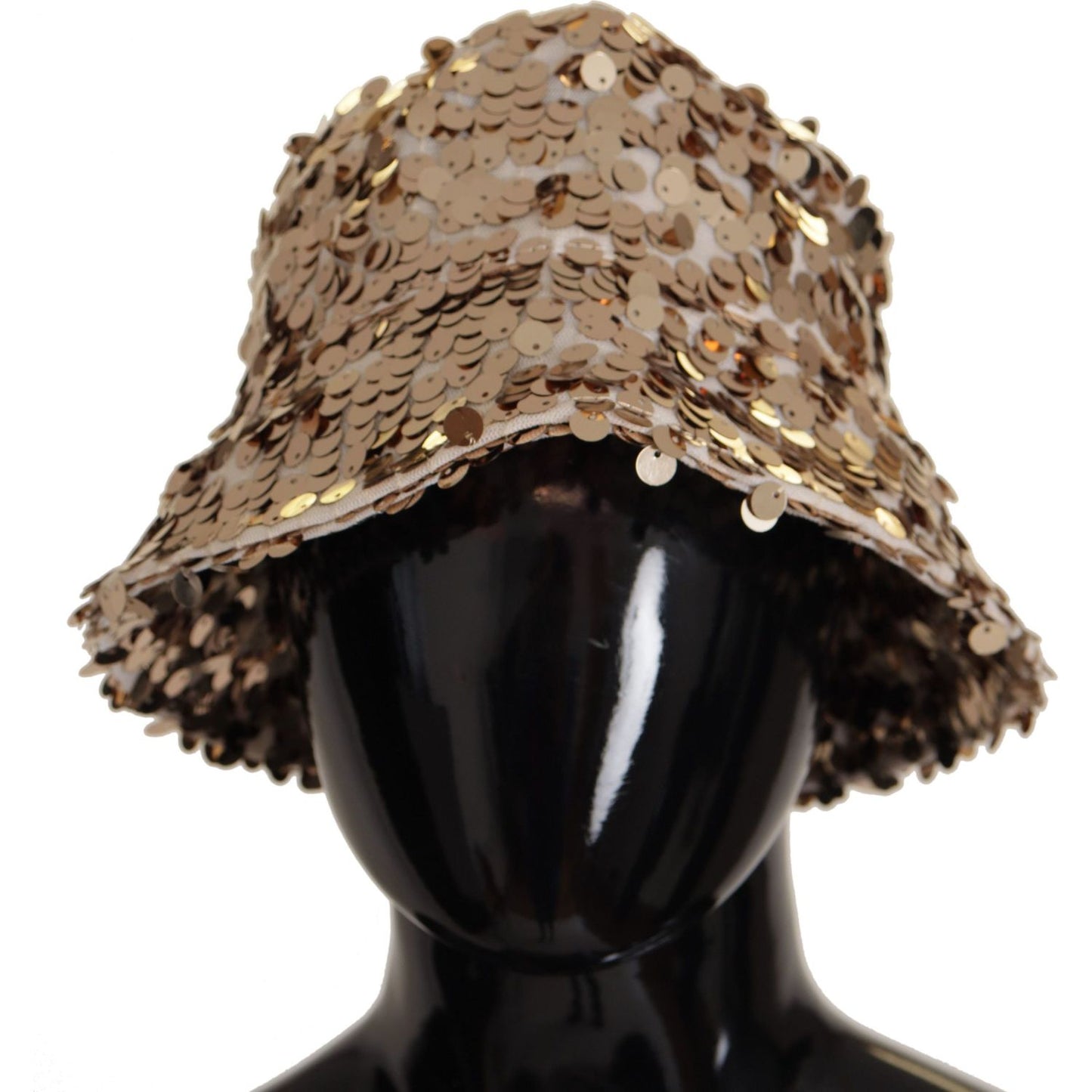 Dolce & Gabbana Elegant Sequined Gold Bucket Hat Dolce & Gabbana