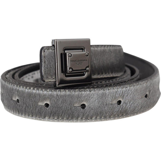 Elegant Silver Leather Designer Belt