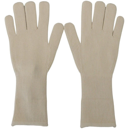 Dolce & Gabbana White Cashmere Knitted Hands Mitten Mens Gloves