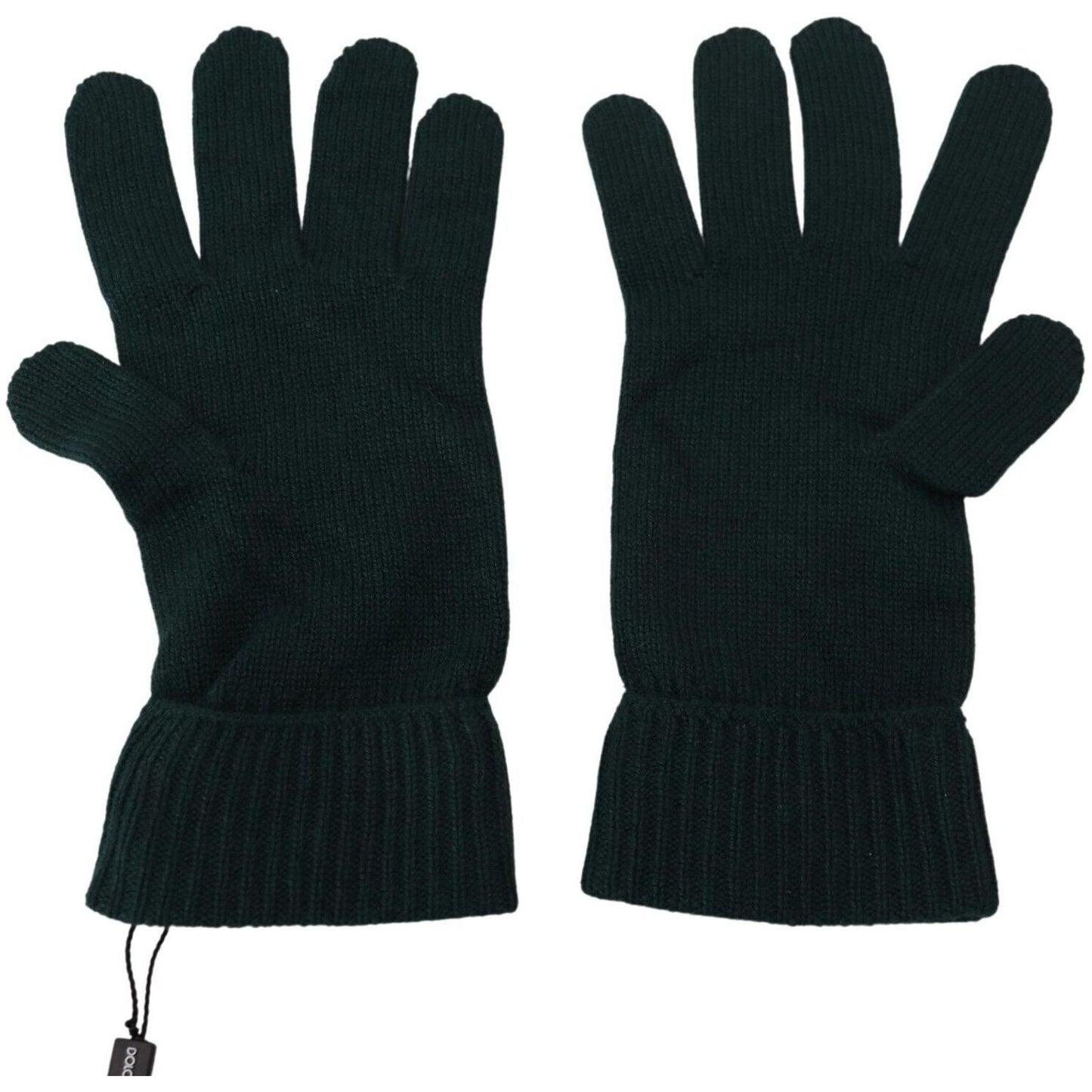 Dolce & Gabbana Elegant Cashmere Wrist Length Gloves in Dark Green Dolce & Gabbana