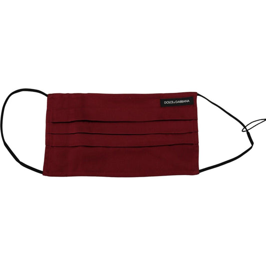 Dolce & Gabbana Elegant Maroon Silk Pleated Face Mask Dolce & Gabbana