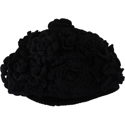 Dolce & Gabbana Black Wool Knit Winter Beanie Hat