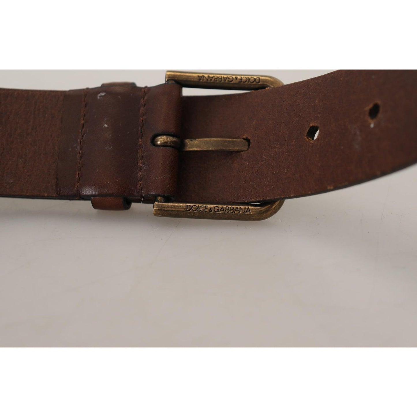 Dolce & Gabbana Elegant Brown Leather Belt with Metal Buckle Dolce & Gabbana