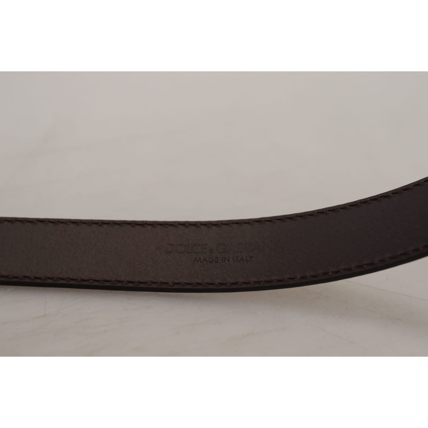 Dolce & Gabbana Gold Leather Silver Square Metal Buckle Belt