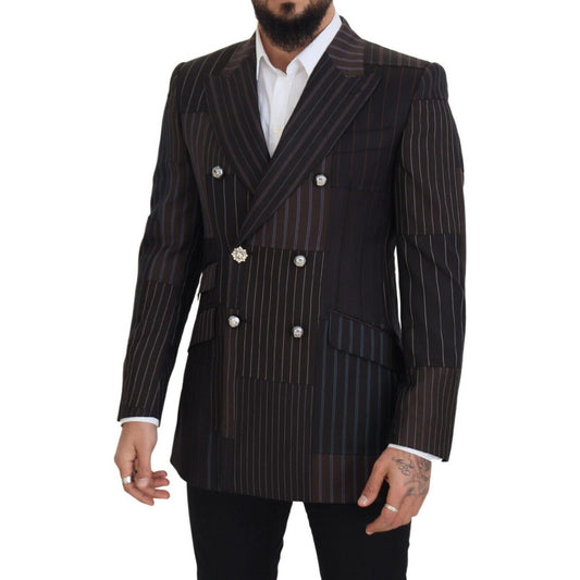 Dolce & Gabbana Multicolor Wool Silk Blend Slim Fit Blazer Dolce & Gabbana