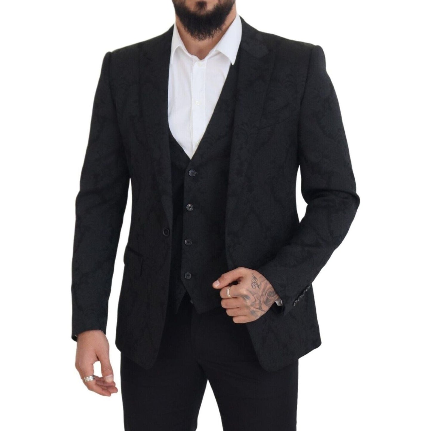 Dolce & Gabbana Elegant Black Martini Suit Jacket & Vest Ensemble Dolce & Gabbana