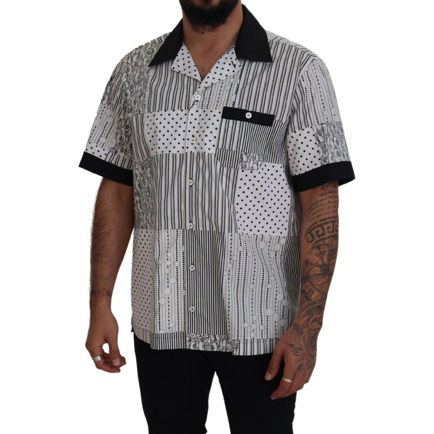 Dolce & Gabbana Elegant Black & White Cotton Shirt Dolce & Gabbana