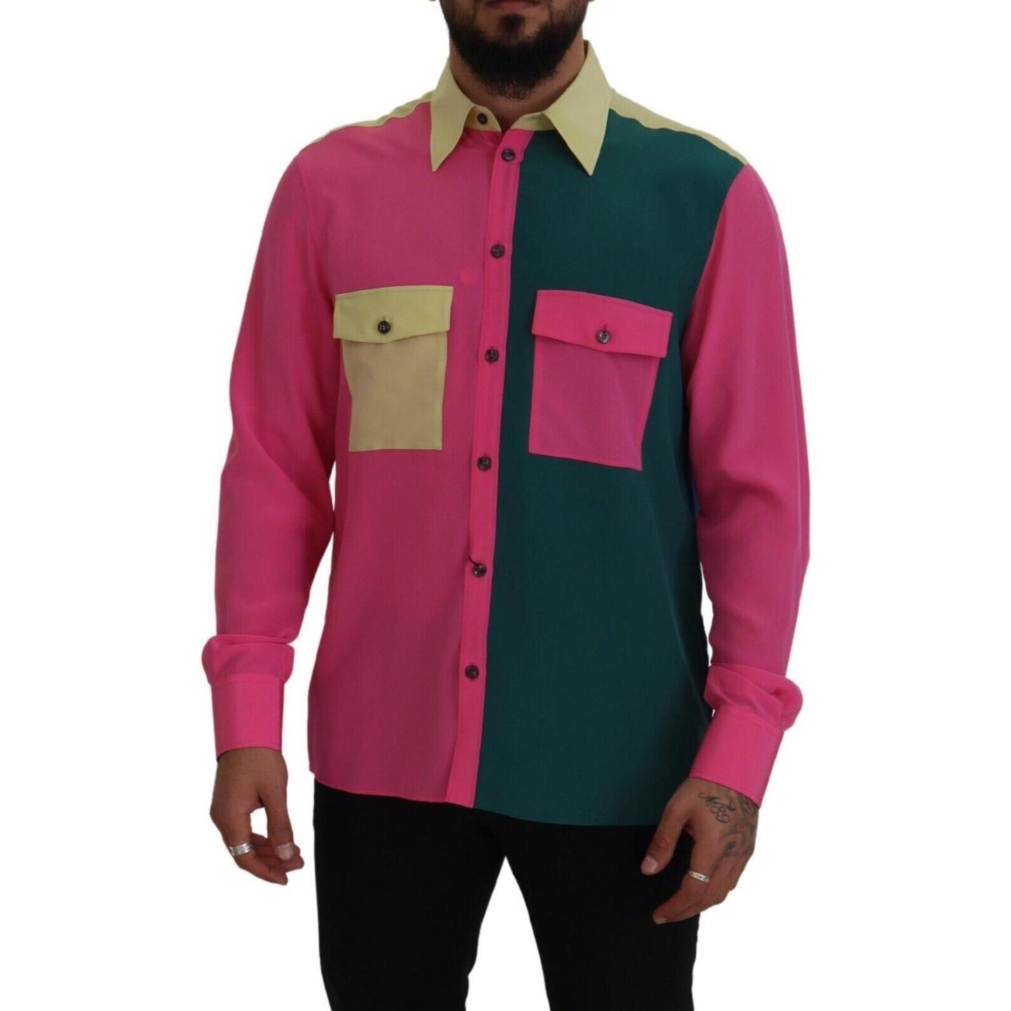 Dolce & Gabbana Elegant Multicolor Silk Button-Down Shirt Dolce & Gabbana