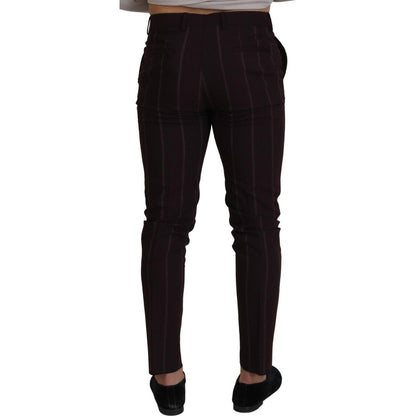 Dolce & Gabbana Brown Striped Men Trousers Cotton Pants