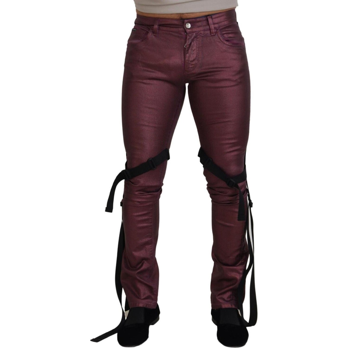 Dolce & Gabbana Magenta Cotton Men Casual Harness Denim Jeans