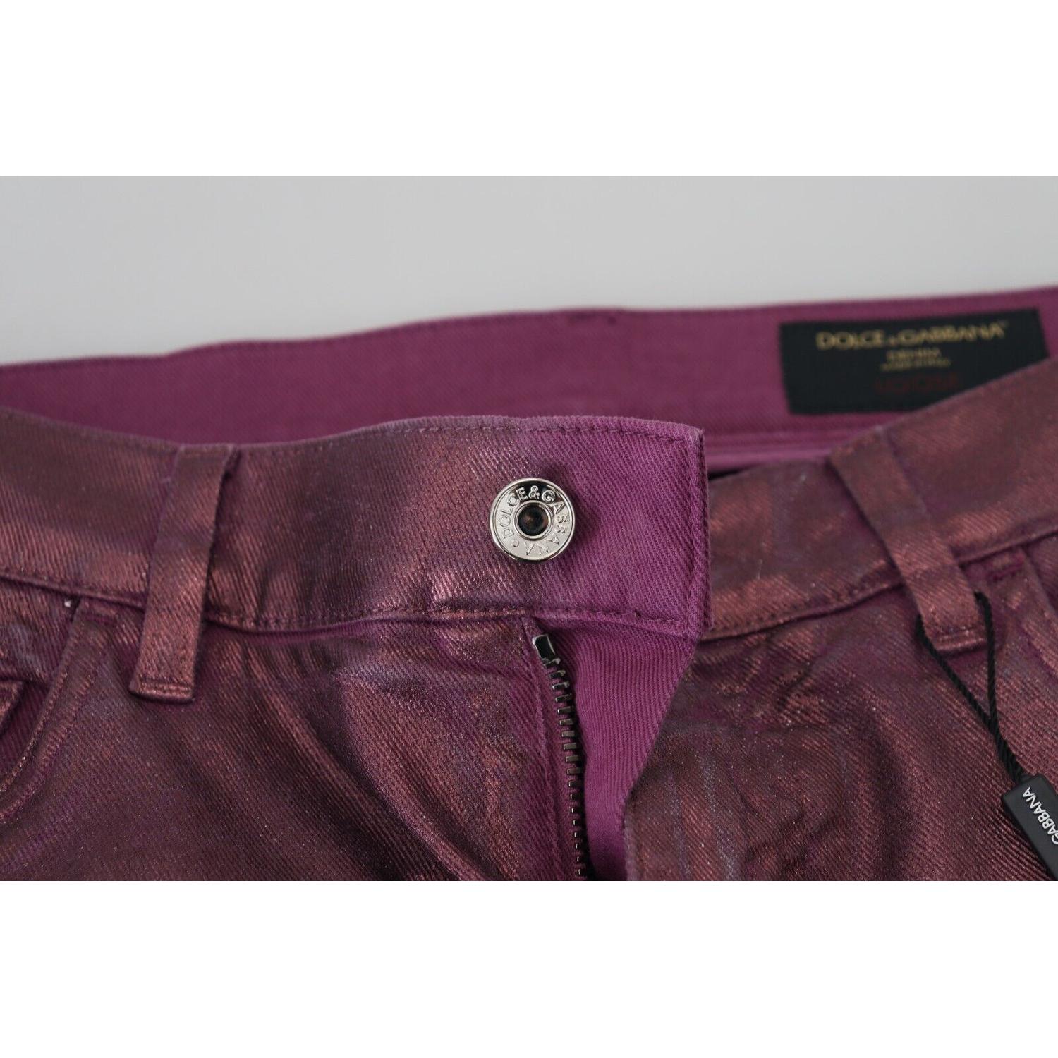 Dolce & Gabbana Magenta Cotton Men Casual Harness Denim Jeans