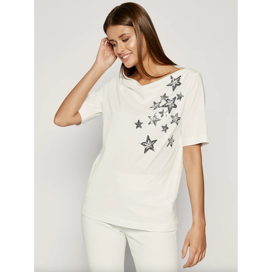 Liu Jo Elegant White Cotton Tee with Rhinestone Accents Liu Jo