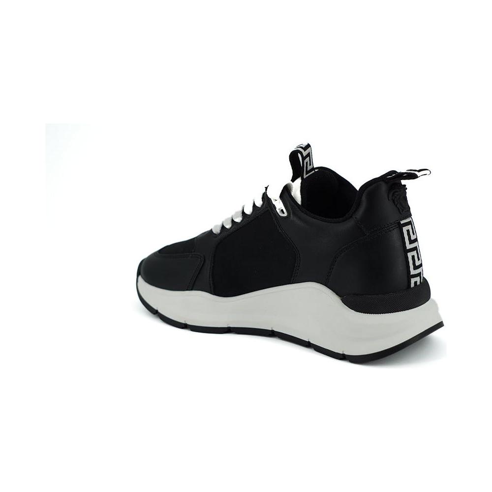 Versace Black and White Calf Leather Sneakers