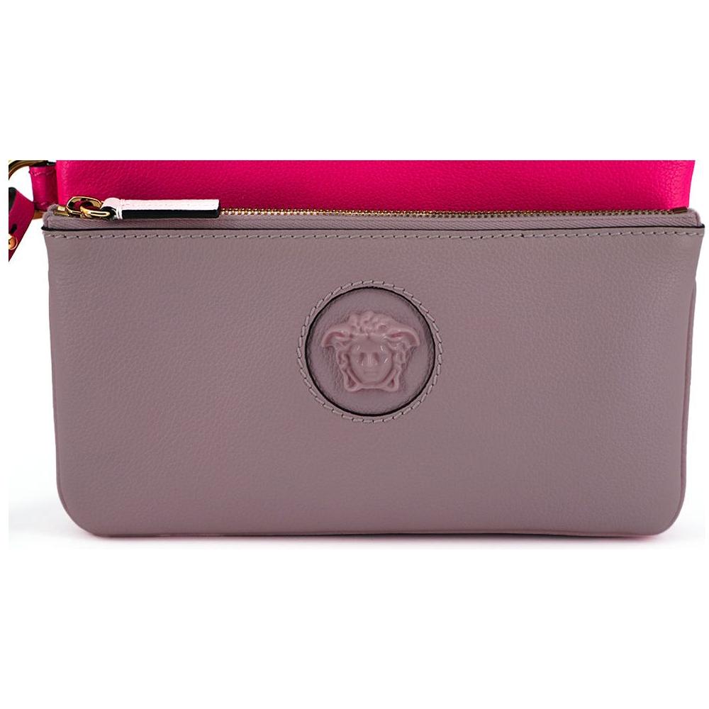 Versace Elegant Pink Leather Pouch Clutch Versace