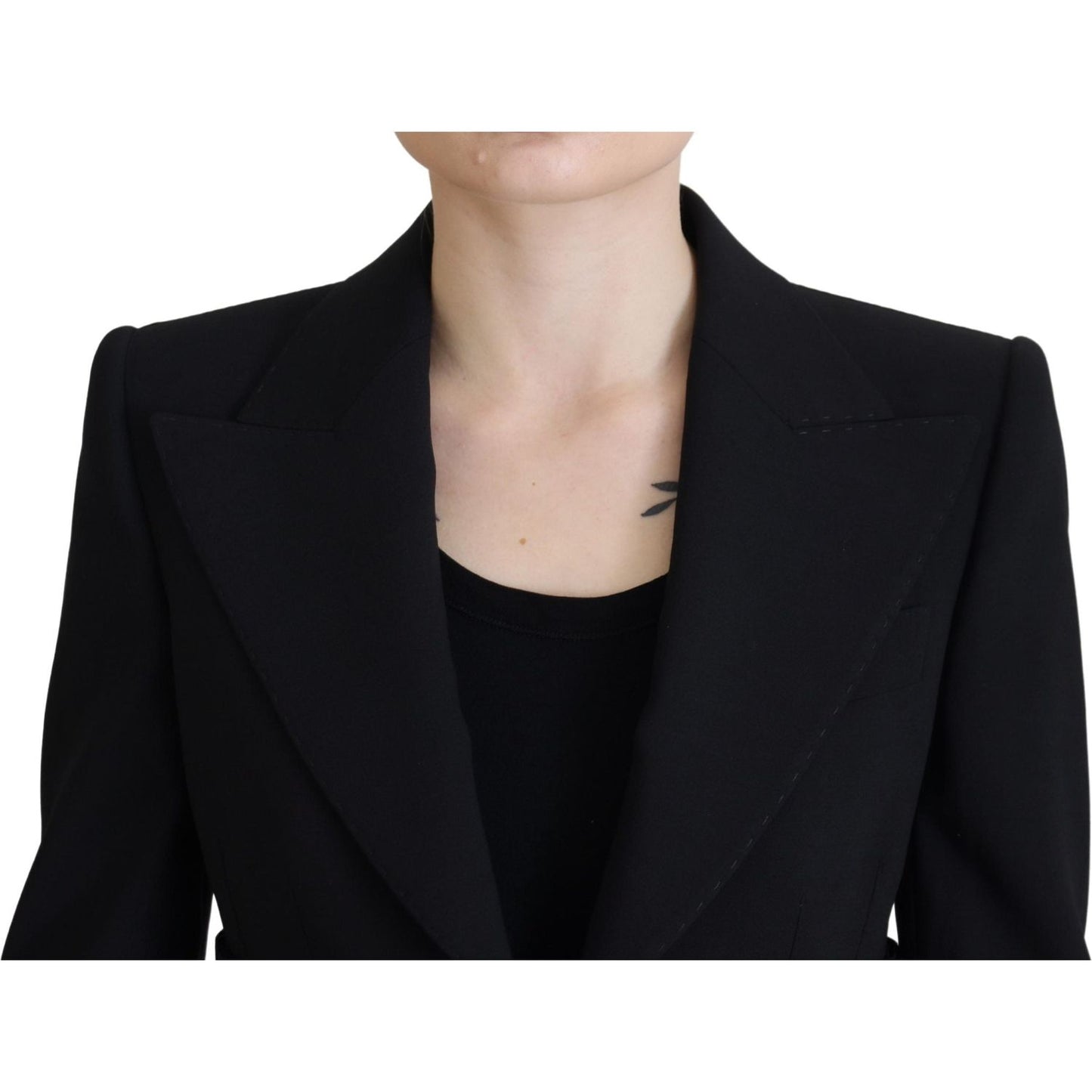 Dolce & Gabbana Elegant Black Stretch Wool Blazer Dolce & Gabbana