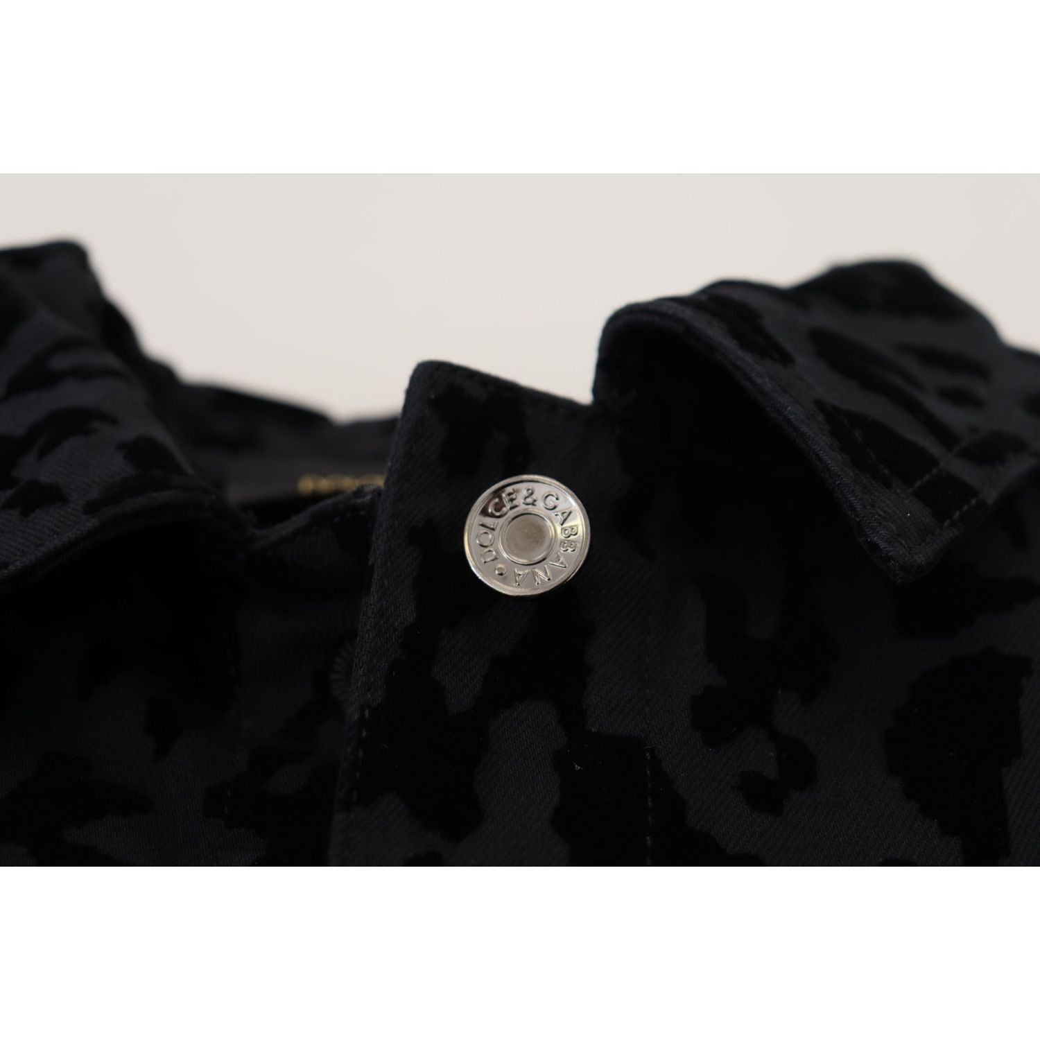 Dolce & Gabbana Black Leopard Long Sleeve Denim Cotton Jacket