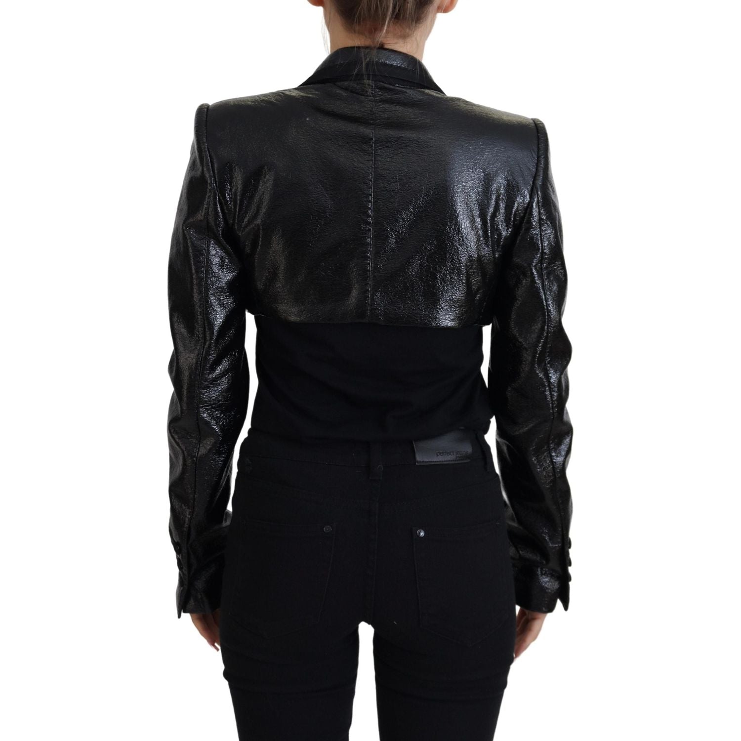 Dolce & Gabbana Black Long Sleeves Crop Blazer Cotton Jacket
