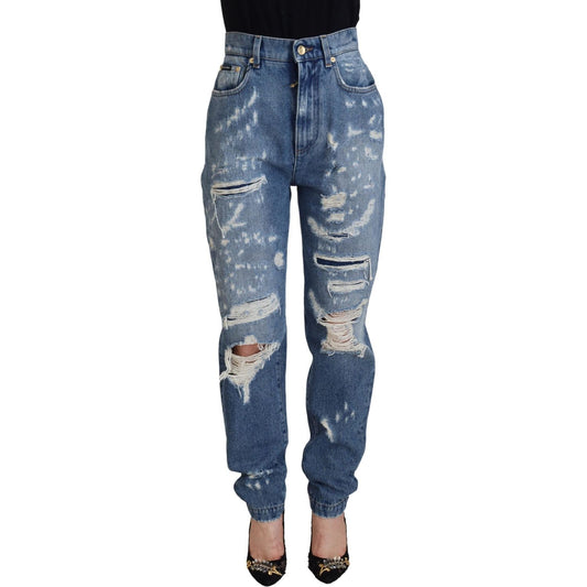 Dolce & Gabbana Chic Tattered Denim Pants - Indigo Essence Dolce & Gabbana