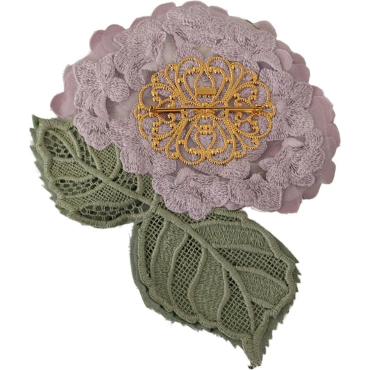 Dolce & Gabbana Elegant Purple Floral Silk Blend Brooch Dolce & Gabbana