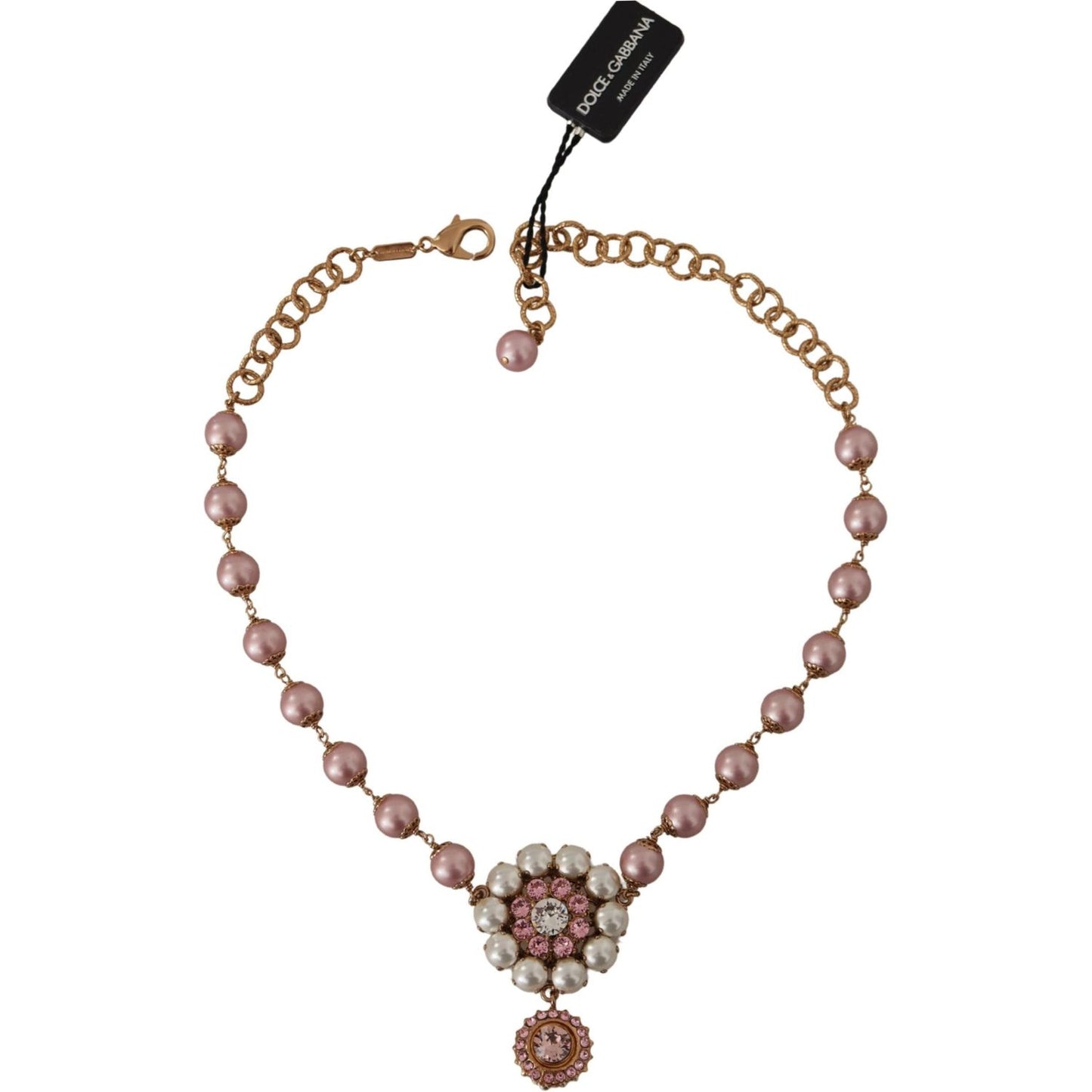 Dolce & Gabbana Elegant Gold Crystal Floral Statement Necklace WOMAN NECKLACE Dolce & Gabbana