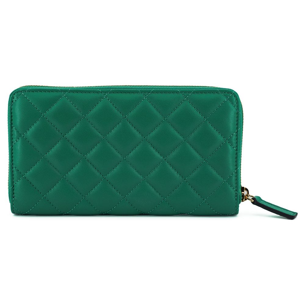 Versace Elegant Quilted Leather Zip Wallet WOMAN WALLETS Versace