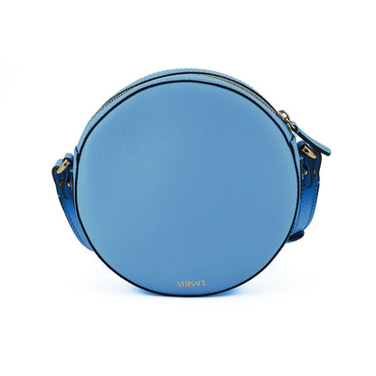 Versace Blue Calf Leather Round Disco Shoulder Bag Versace