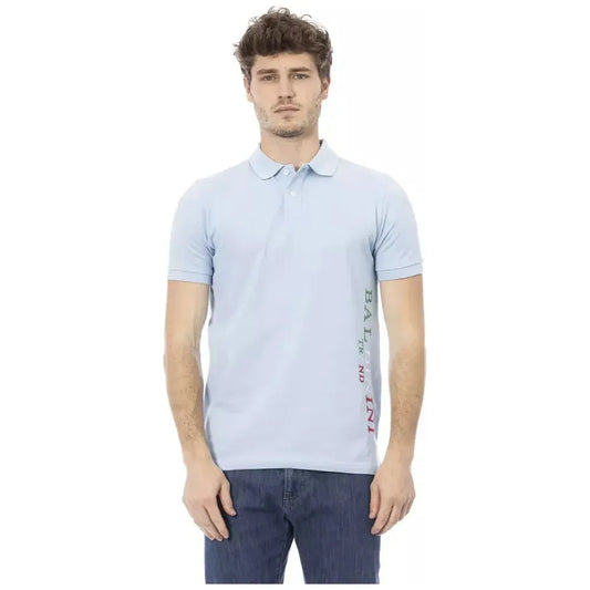 Baldinini Trend Light Blue Cotton Men Polo Baldinini Trend