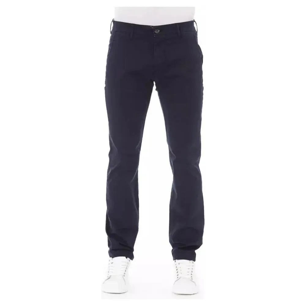 Baldinini Trend Blue Cotton Men Chino Trouser Baldinini Trend