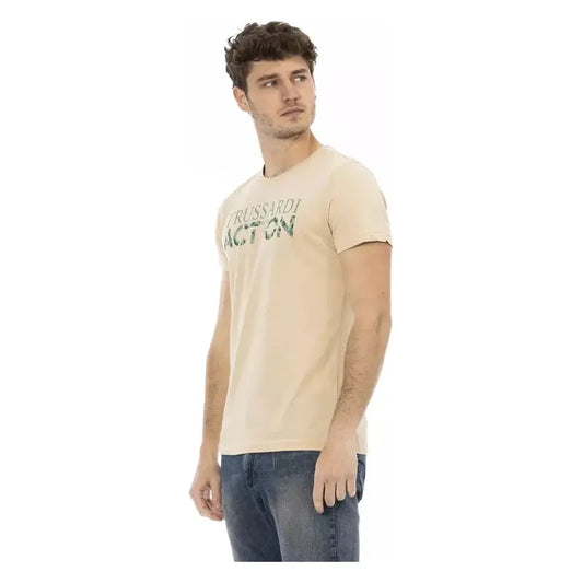 Trussardi Action Beige Cotton Men T-Shirt Trussardi Action