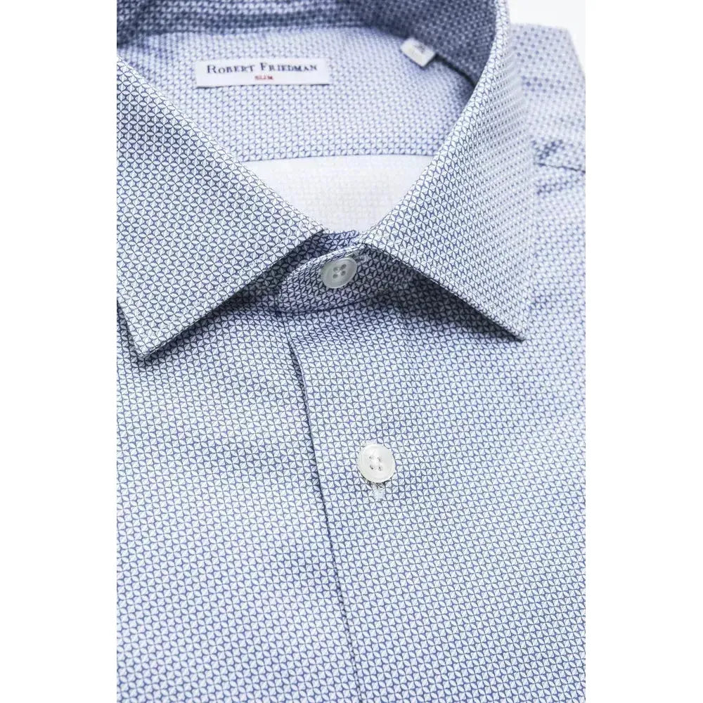 Robert Friedman Light Blue Cotton Men Shirt