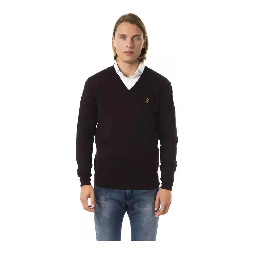 Uominitaliani Brown Merino Wool Men Sweater