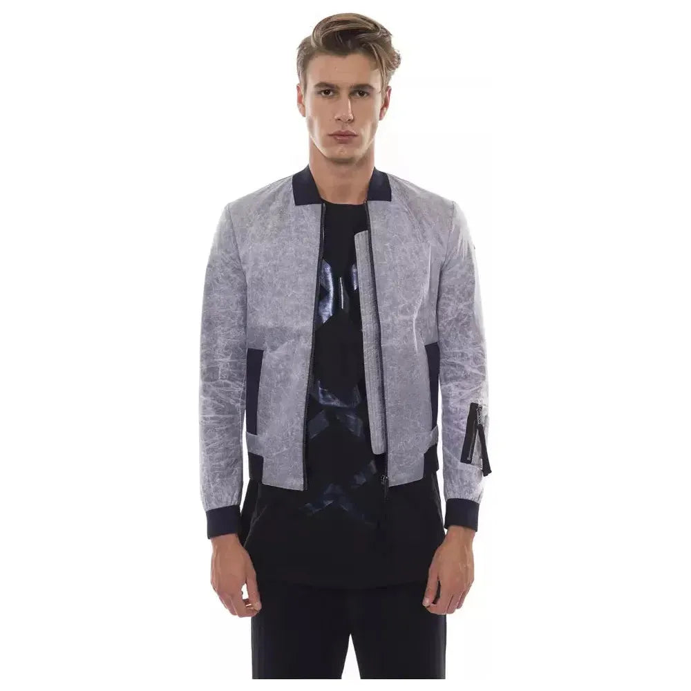 Nicolo Tonetto Gray Polyester Men Bomber Jacket 1728,67345744032,Bombers - Jackets & Coats - Clothing,Clothing,Gray,Jackets & Coats - Clothing,Jackets - Men - Clothing,Men,Men - Clothing,New with tags,Nicolo Tonetto,XS