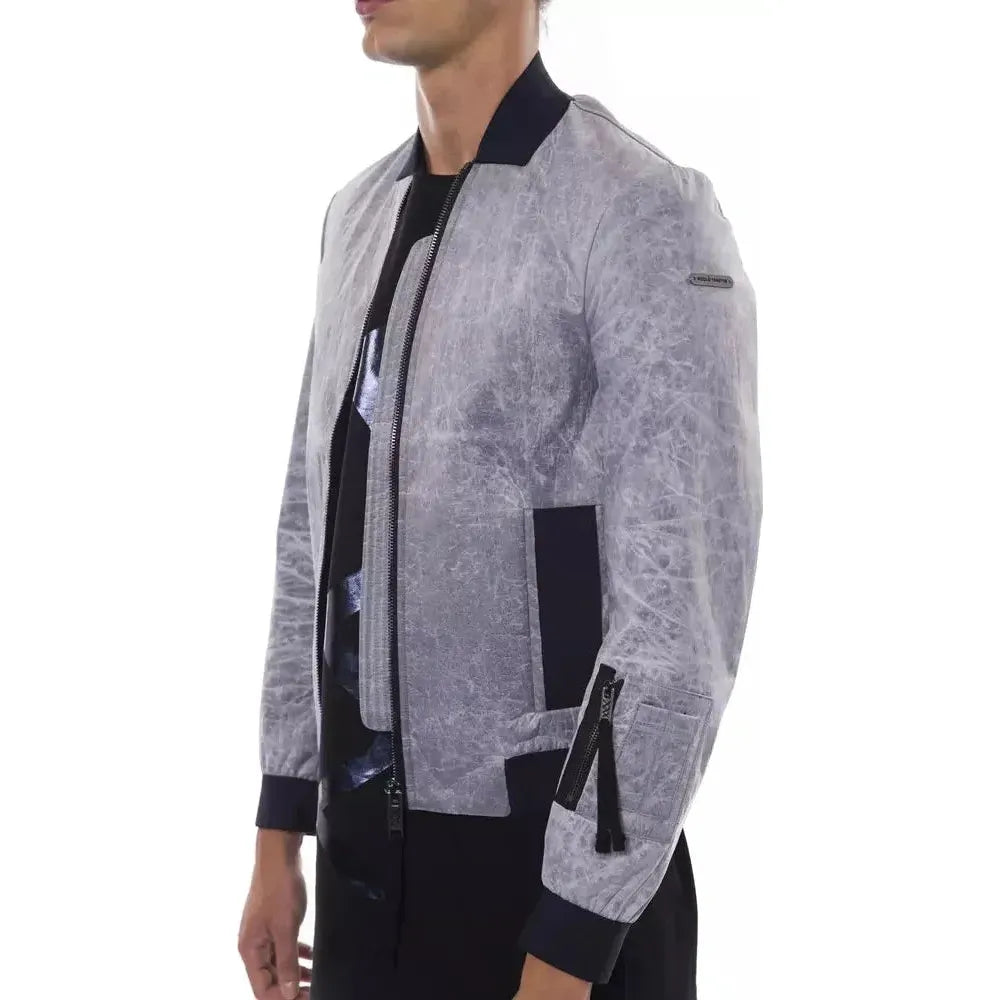 Nicolo Tonetto Gray Polyester Men Bomber Jacket 1728,67345744032,Bombers - Jackets & Coats - Clothing,Clothing,Gray,Jackets & Coats - Clothing,Jackets - Men - Clothing,Men,Men - Clothing,New with tags,Nicolo Tonetto,XS