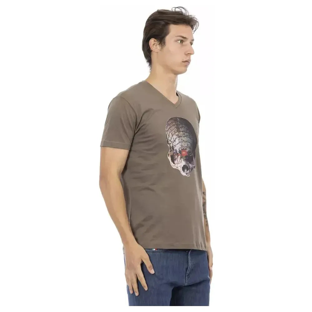 Trussardi Action Brown Cotton Men's V-Neck T-Shirt