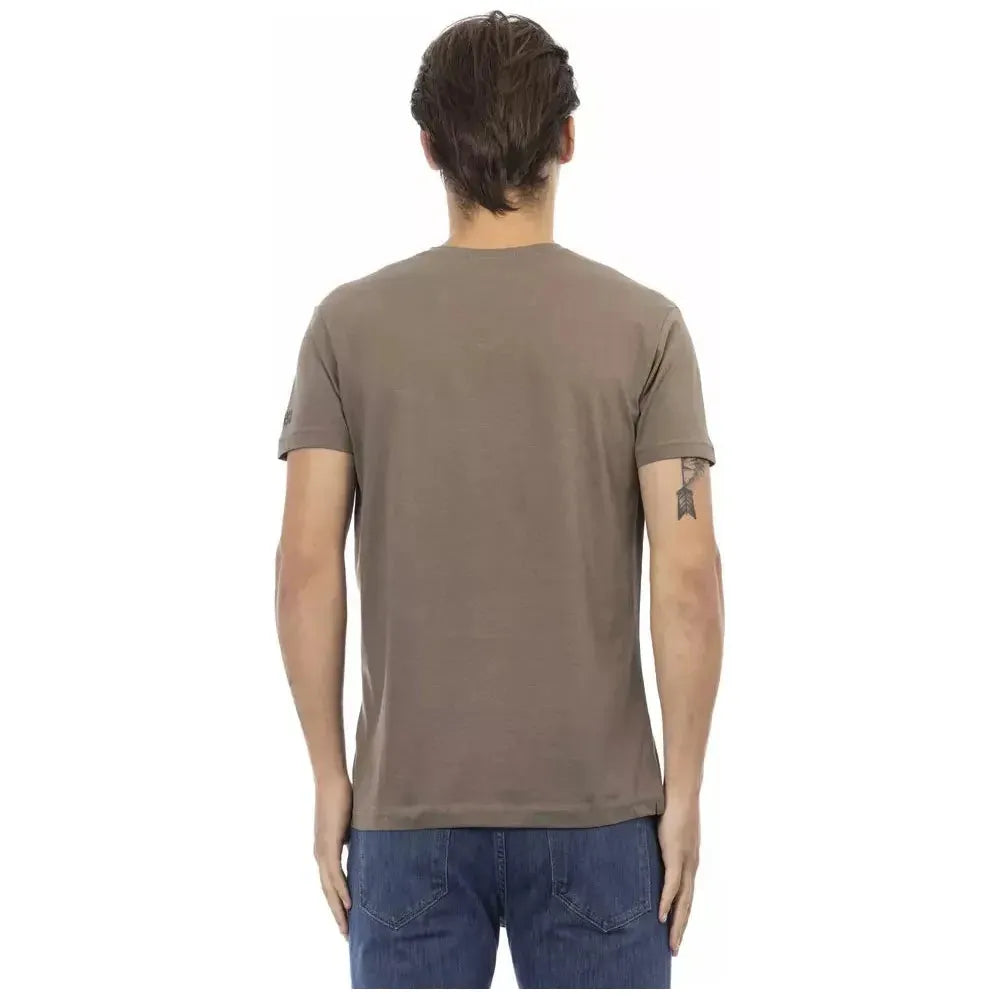 Trussardi Action Brown Cotton Men's V-Neck T-Shirt