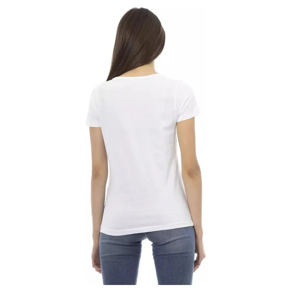 Trussardi Action Chic White Printed Tee: Summer Wardrobe Essential Trussardi Action