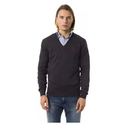 Uominitaliani Gray Merino Wool Men Sweater Uominitaliani