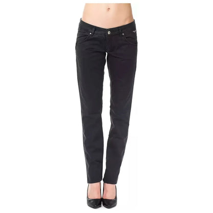 Ungaro Fever Blue Cotton Women's Regular Fit Pant