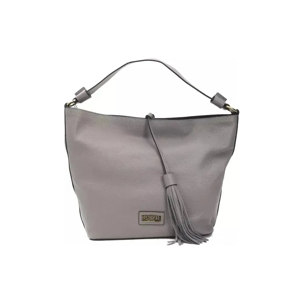 Pompei Donatella Gray Leather Women Shoulder Bag WOMAN SHOULDER BAGS Pompei Donatella