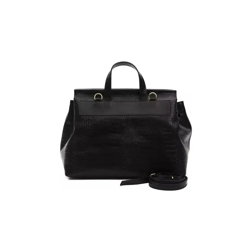 Pompei Donatella Black Leather Women Handbag Backpack Pompei Donatella