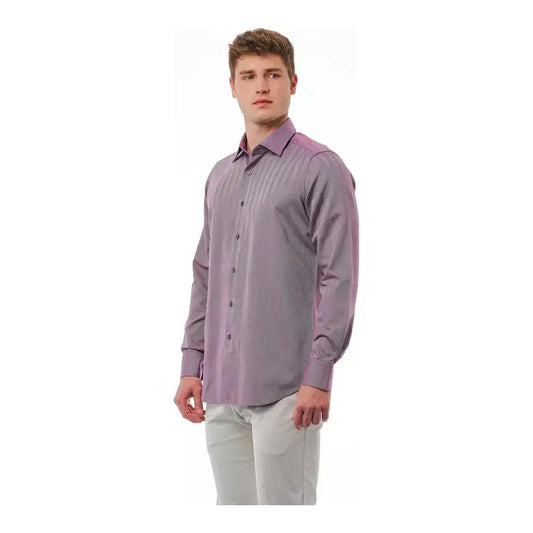 Bagutta Burgundy Cotton Men Shirt Bagutta