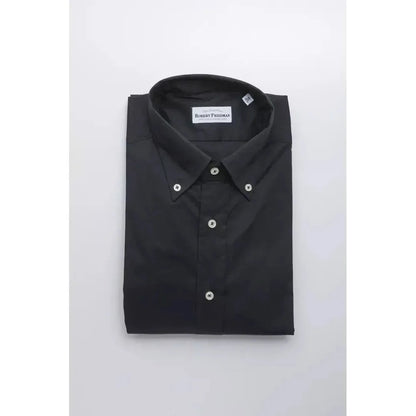 Robert Friedman Black Cotton Men Shirt