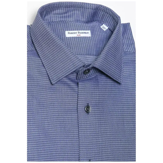 Robert Friedman Blue Cotton Men Shirt Robert Friedman