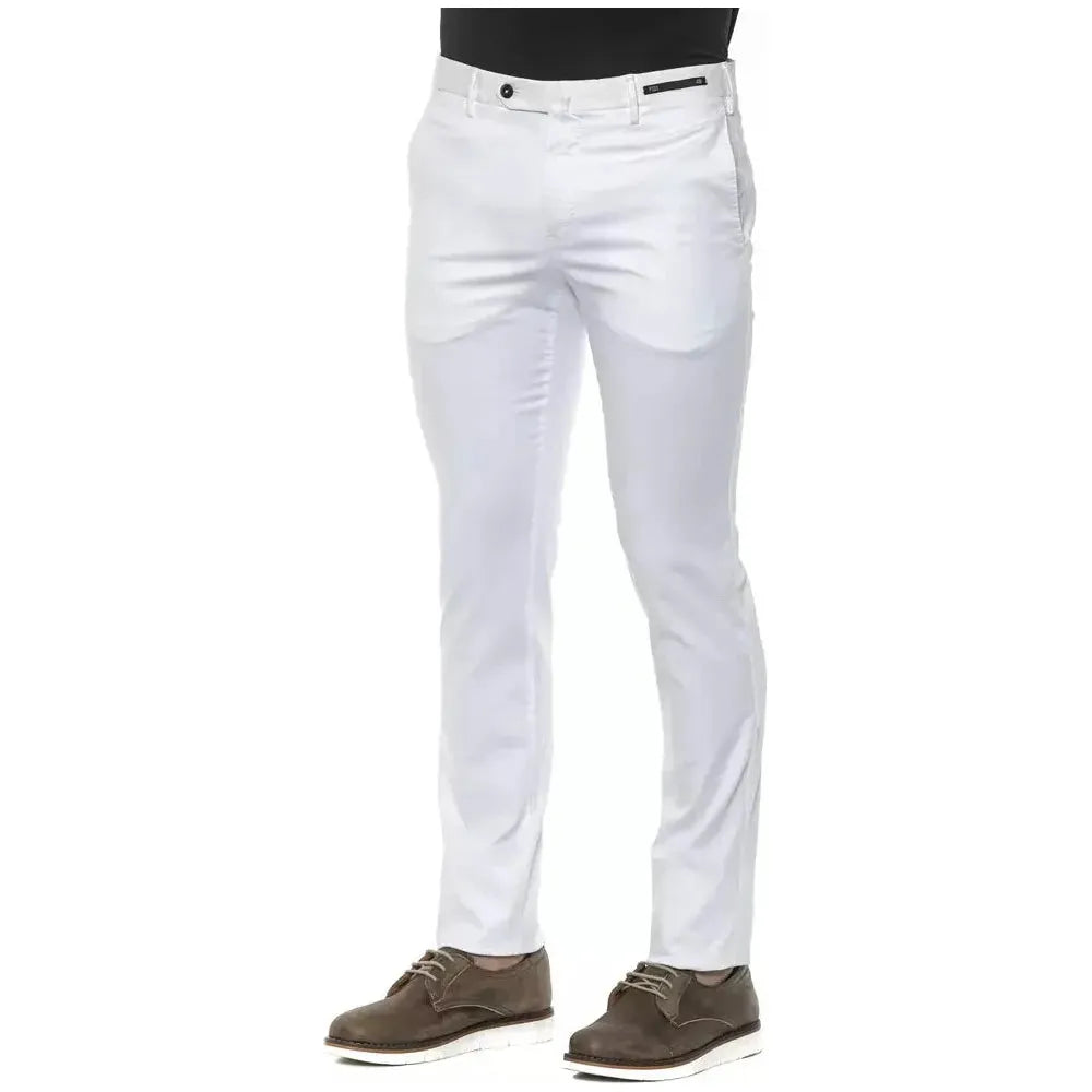 PT Torino White Cotton Men Trouser