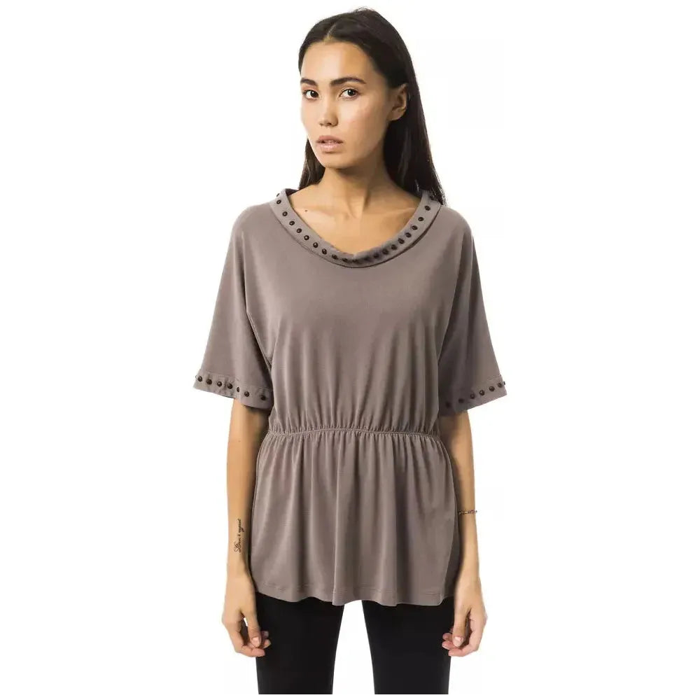 BYBLOS Gray Polyester Women T-Shirt BYBLOS