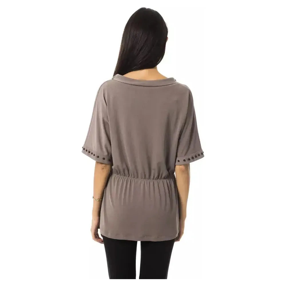 BYBLOS Gray Polyester Women T-Shirt BYBLOS