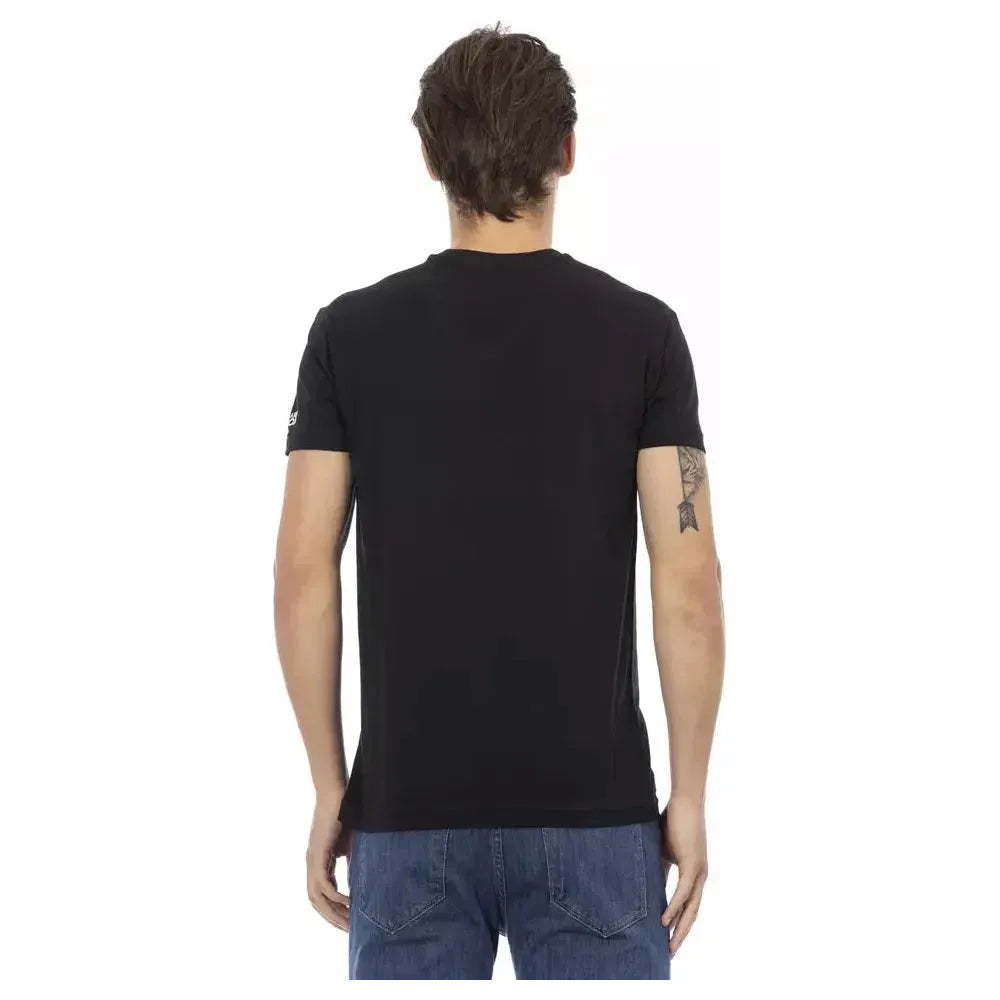 Trussardi Action Black Cotton Men's Short Sleeve V-Neck T-Shirt Trussardi Action